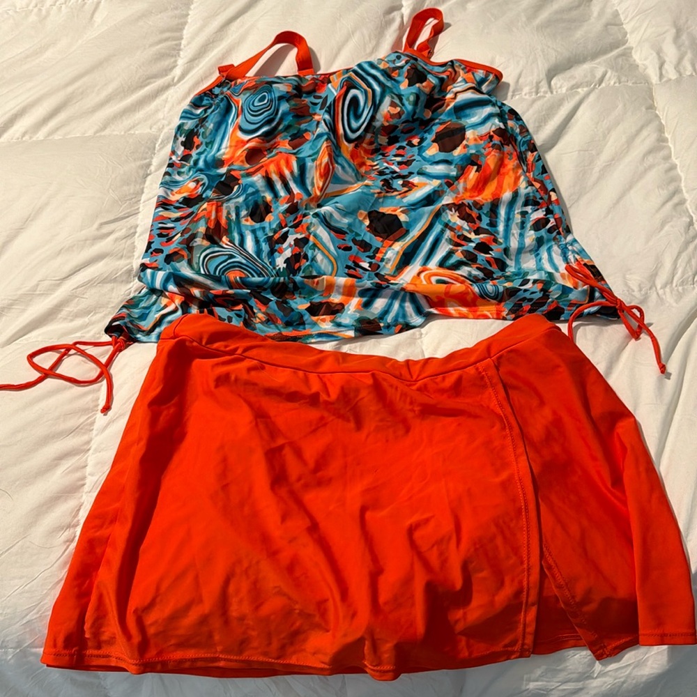 Floral tankini with skirt